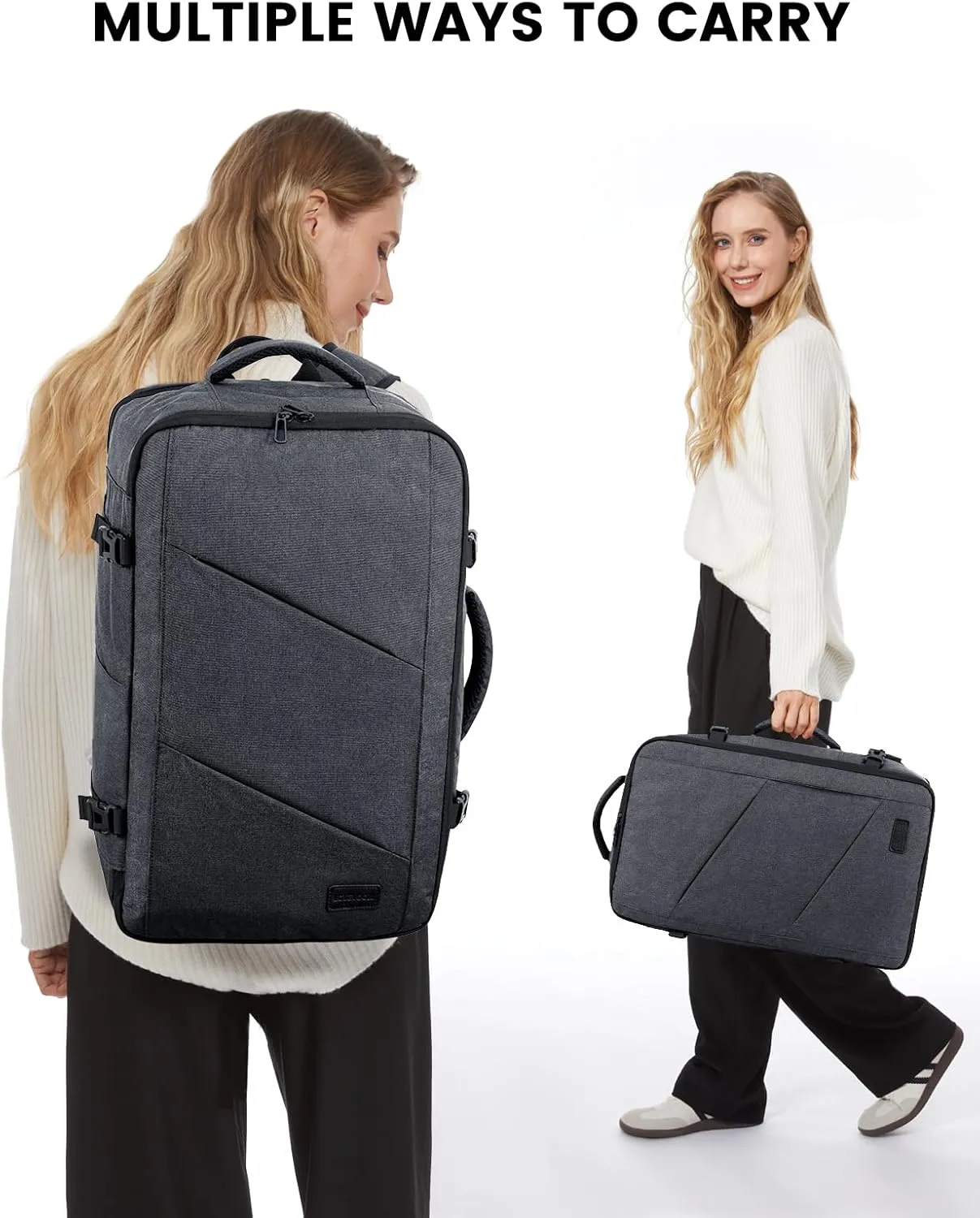 LOVEVOOK Carry on Travel Backpack, Large 50L for Men & Women Flight Approved with USB Charging Port&3 Packing Cubes, Large Suitcase Water Resistant Luggage Daypack Business Weekender Bag, Grey