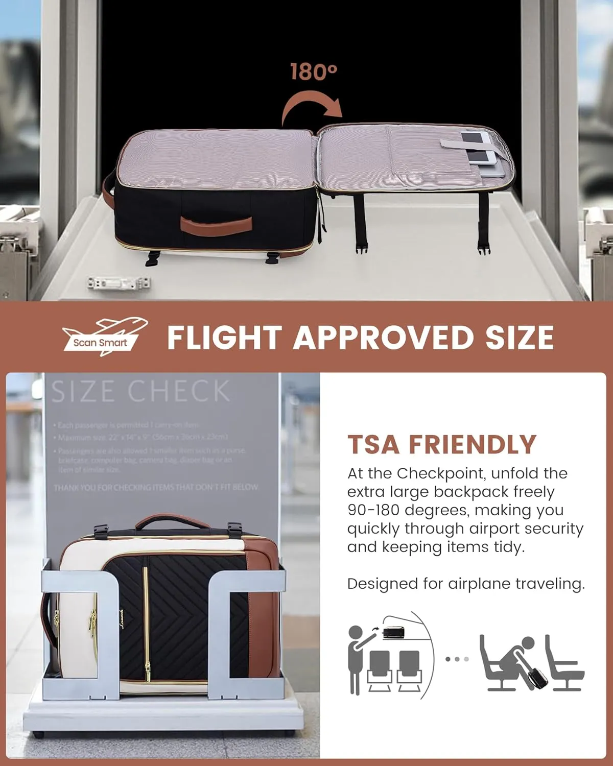 LOVEVOOK Large Travel Backpack for Women, 50L Carry on Backpack Airplane Approved, TSA Personal Item Travel Bag for Women fits 18" Laptop, Waterproof Carry on Bags for airplanes with 3 Packing Cubes
