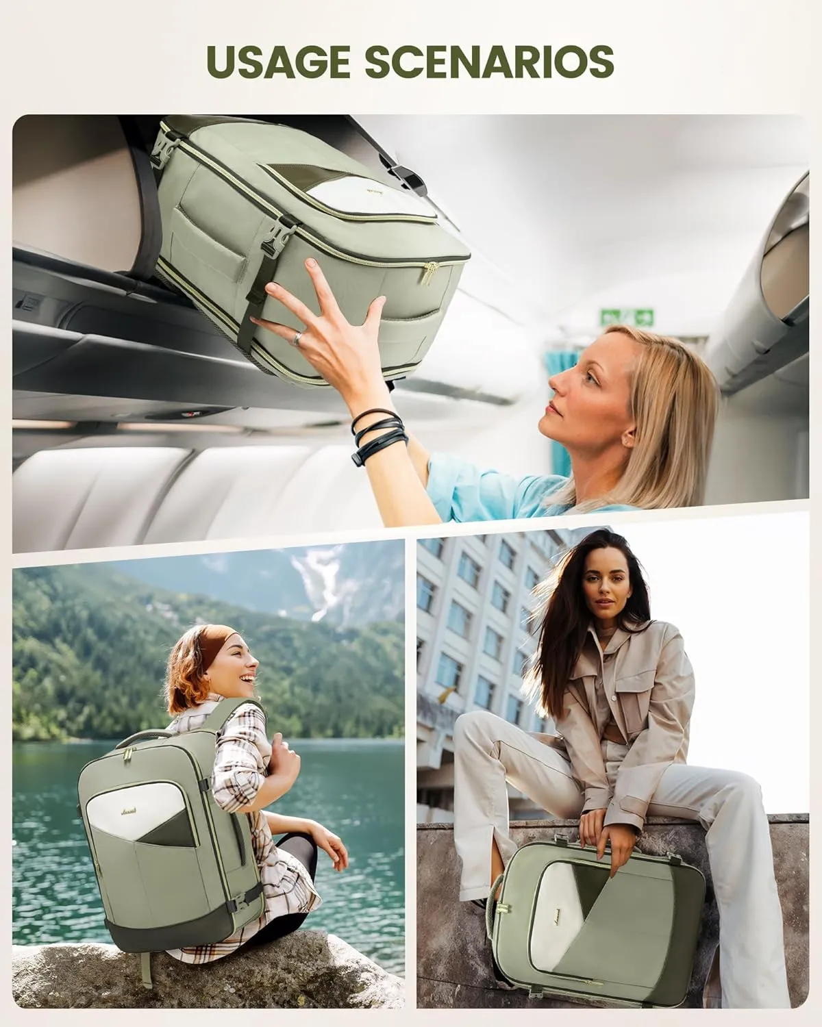 LOVEVOOK Large Travel Backpack for Women,TSA Carry on Backpack for Airplanes with 3 Packing Cubes,Personal Item Travel Bag Fit 17" Laptop,40L Waterproof Travel Essentials Airline Approved Luggage