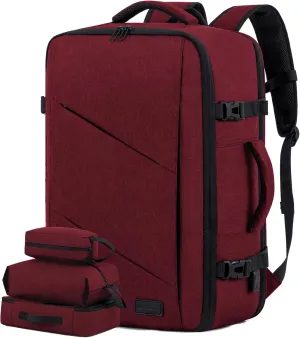 LOVEVOOK Travel Carry on Backpack, Large 40L Personal Item Travel Bag for Men & Women Flight Approved with 3 Packing Cubes, Suitcase Water Resistant Luggage Daypack Business Weekender Bag,Wine Red
