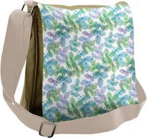 Lunarable Floral Messenger Bag, Calming Netted Leaves, Unisex Cross-body