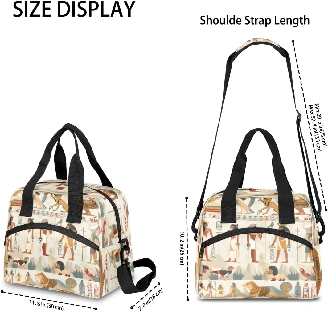 Lunch Tote Bag, Portable Ancient Egypt Civilization Lunch Box for Adults, Reusable Insulated Lunch Bag for Work Picnic Travel, Cooler Tote Bag for Women Men