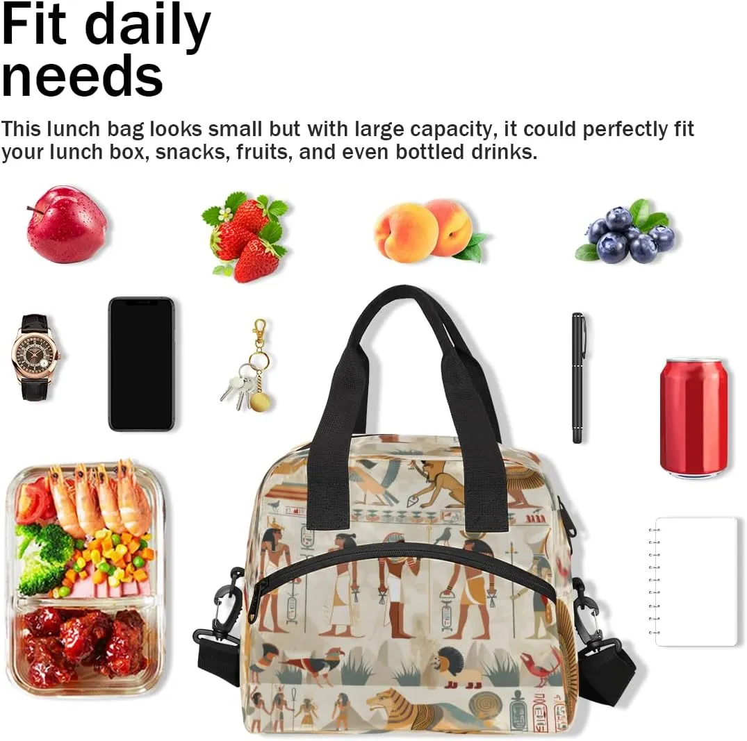 Lunch Tote Bag, Portable Ancient Egypt Civilization Lunch Box for Adults, Reusable Insulated Lunch Bag for Work Picnic Travel, Cooler Tote Bag for Women Men