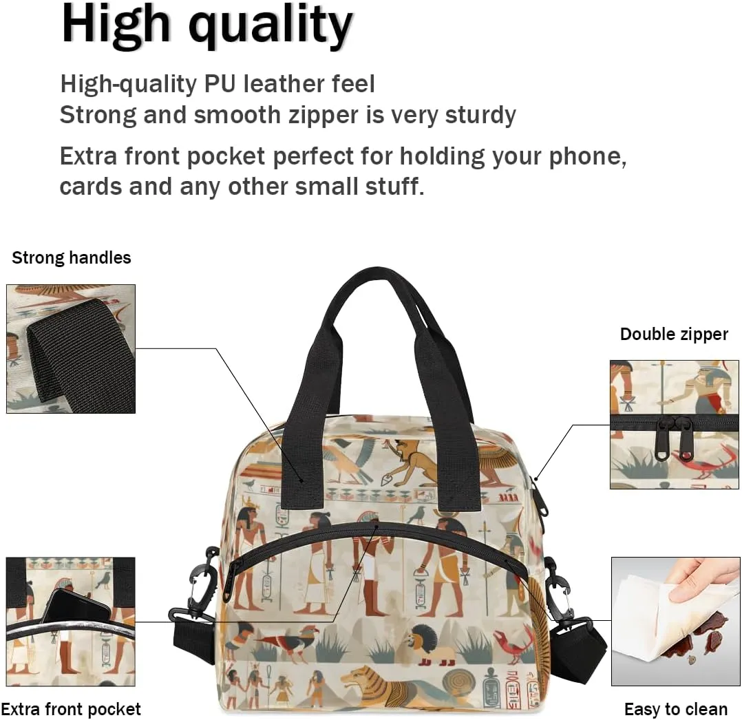 Lunch Tote Bag, Portable Ancient Egypt Civilization Lunch Box for Adults, Reusable Insulated Lunch Bag for Work Picnic Travel, Cooler Tote Bag for Women Men