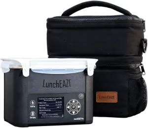 LunchEAZE Pro Cordless Heated & Electric Lunch Box – Battery-Powered, 4-Cup Capacity, 220°F, Automatic Scheduled Heating, Insulated Bag for Work, Travel & Home