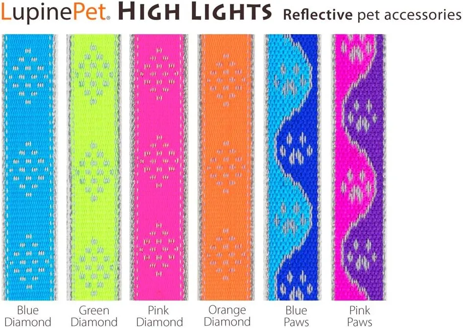Lupine Reflective Cat and Small Pet H-Style Harness in 1/2" Wide Green Diamond with 12" to 20" Adjustable Girth