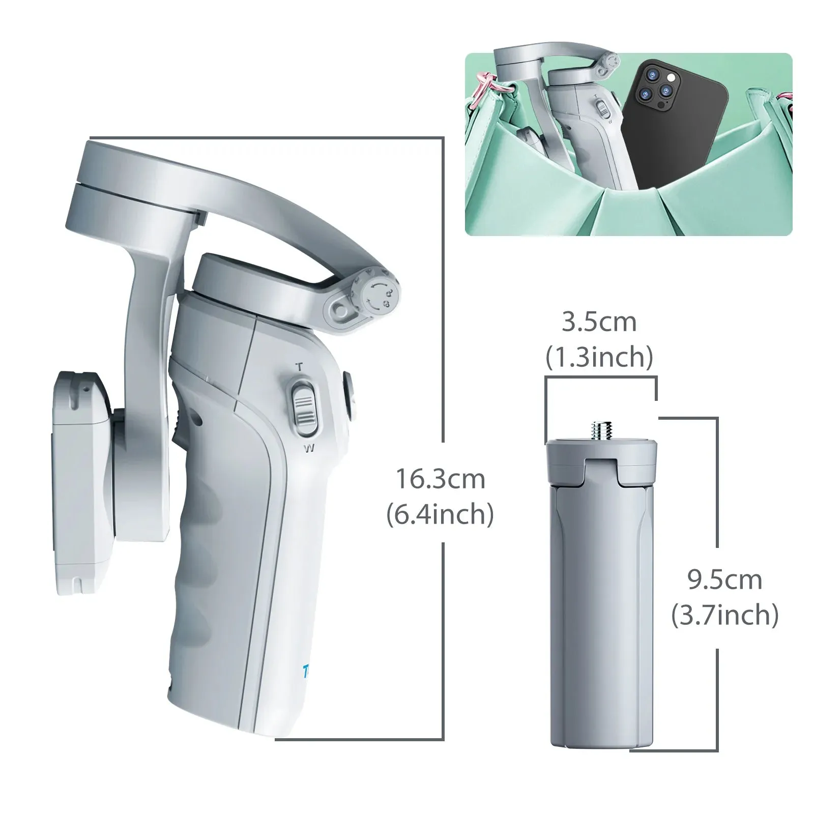 M01 3-Axis Smart Gimbal Handheld Stabilizer Selfie Tripod with Fill Light for Smartphone Anti Shake Foldable for Xiaomi iPhone