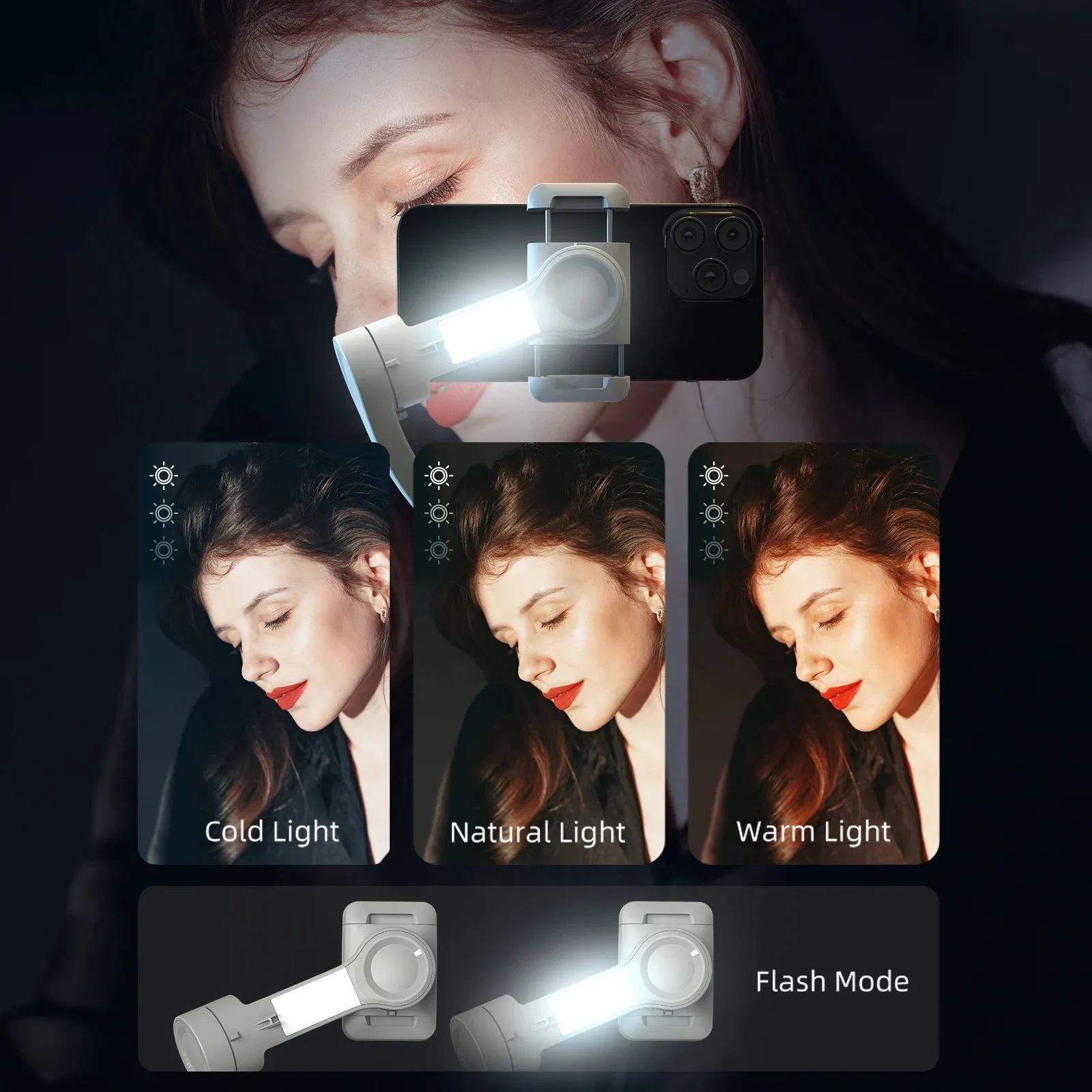 M01 3-Axis Smart Gimbal Handheld Stabilizer Selfie Tripod with Fill Light for Smartphone Anti Shake Foldable for Xiaomi iPhone