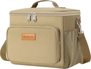 Macadamla Weinas Insulated Lunch Bag for Women/Men,Reusable Lunch Box Cooler Tote Bag for Adult,Collapsible Leakproof Lunch Bag with Adjustable Shoulder Strap for Work Office Picnic Beach Khaki S