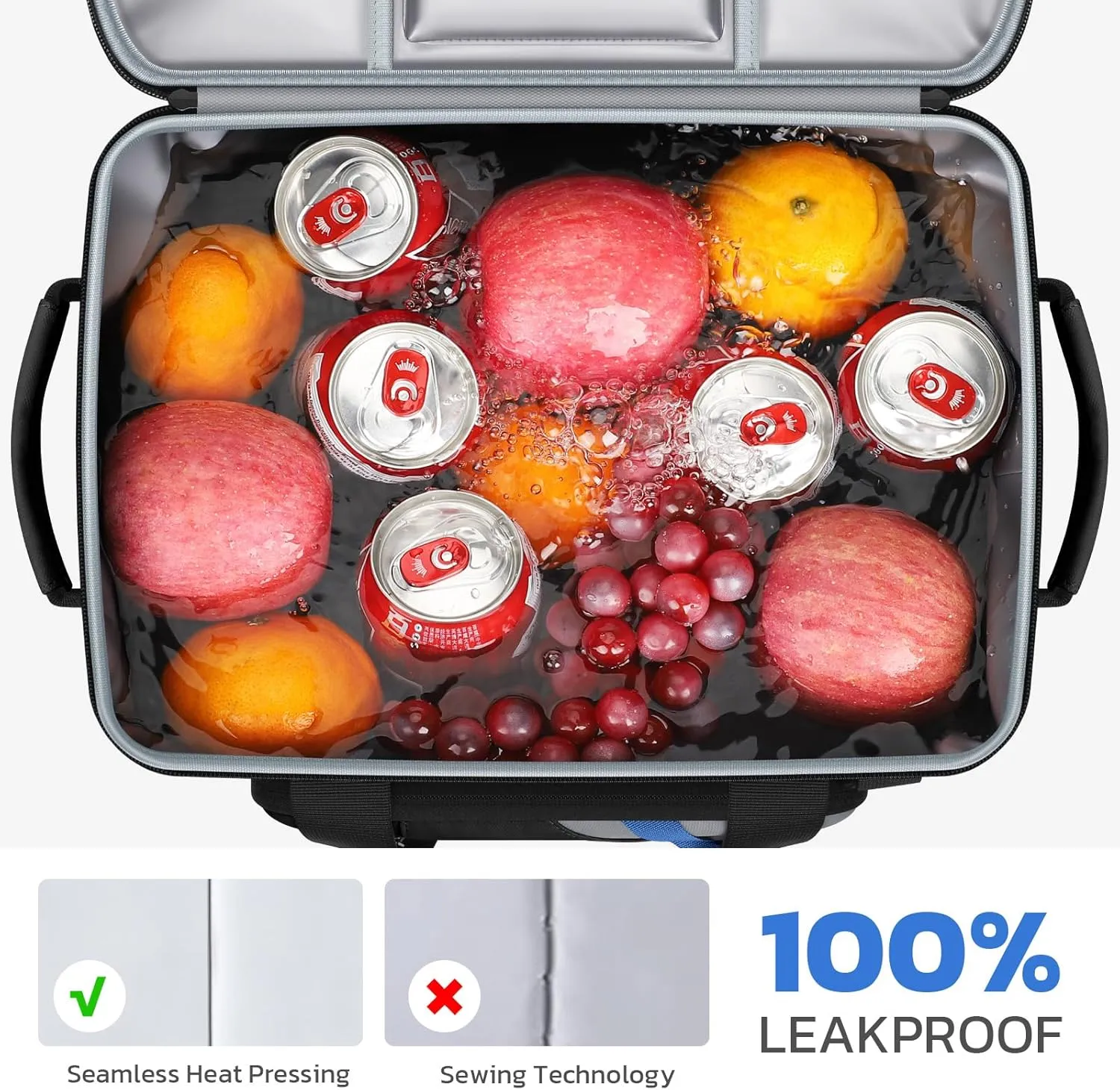 Maelstrom Cooler Bag, 30 Cans Beach Cooler, Large Leakproof Insulated Soft Cooler with Bottle Opener, Ice Chest, Portable Collapsible Cooler for Travel, Camping, Shopping