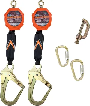 Malta Dynamics Pygmy Hog Web Self Retracting Lifeline – Fall Protection Retractable Safety Lanyard with Connector Kit and Rebar Hook, OSHA Compliant & ANSI Compliant (6 Foot Dual Kit)