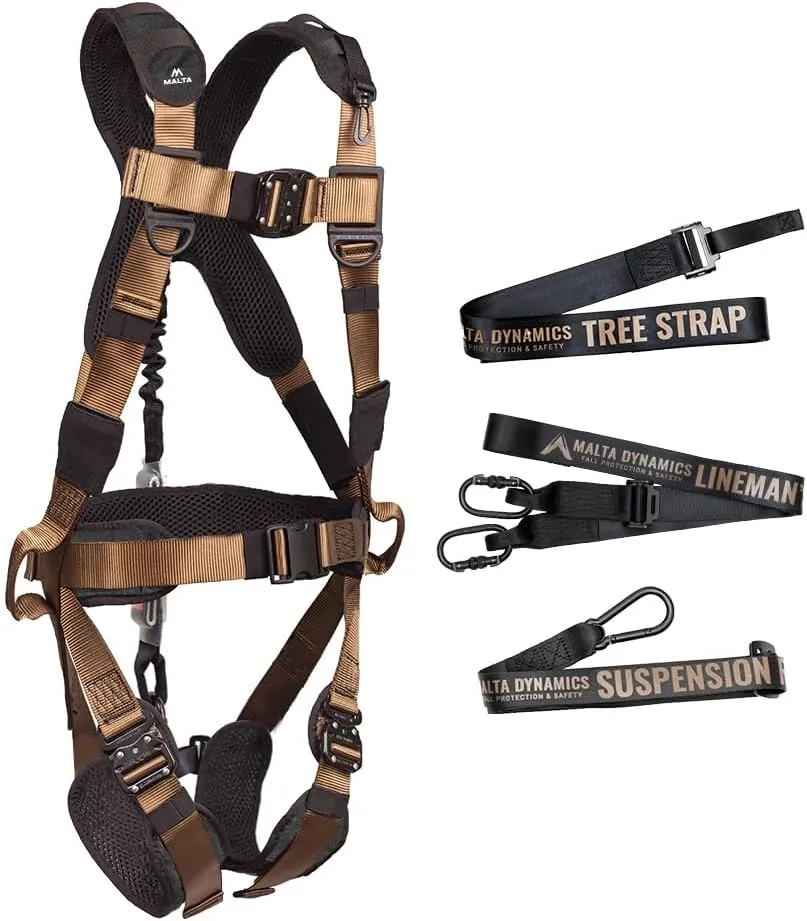 Malta Hunting Safety Hunter's Elite Safety Harness Set with Climbing Strap, Tree Strap, Deer Drag/Suspension Relief Strap