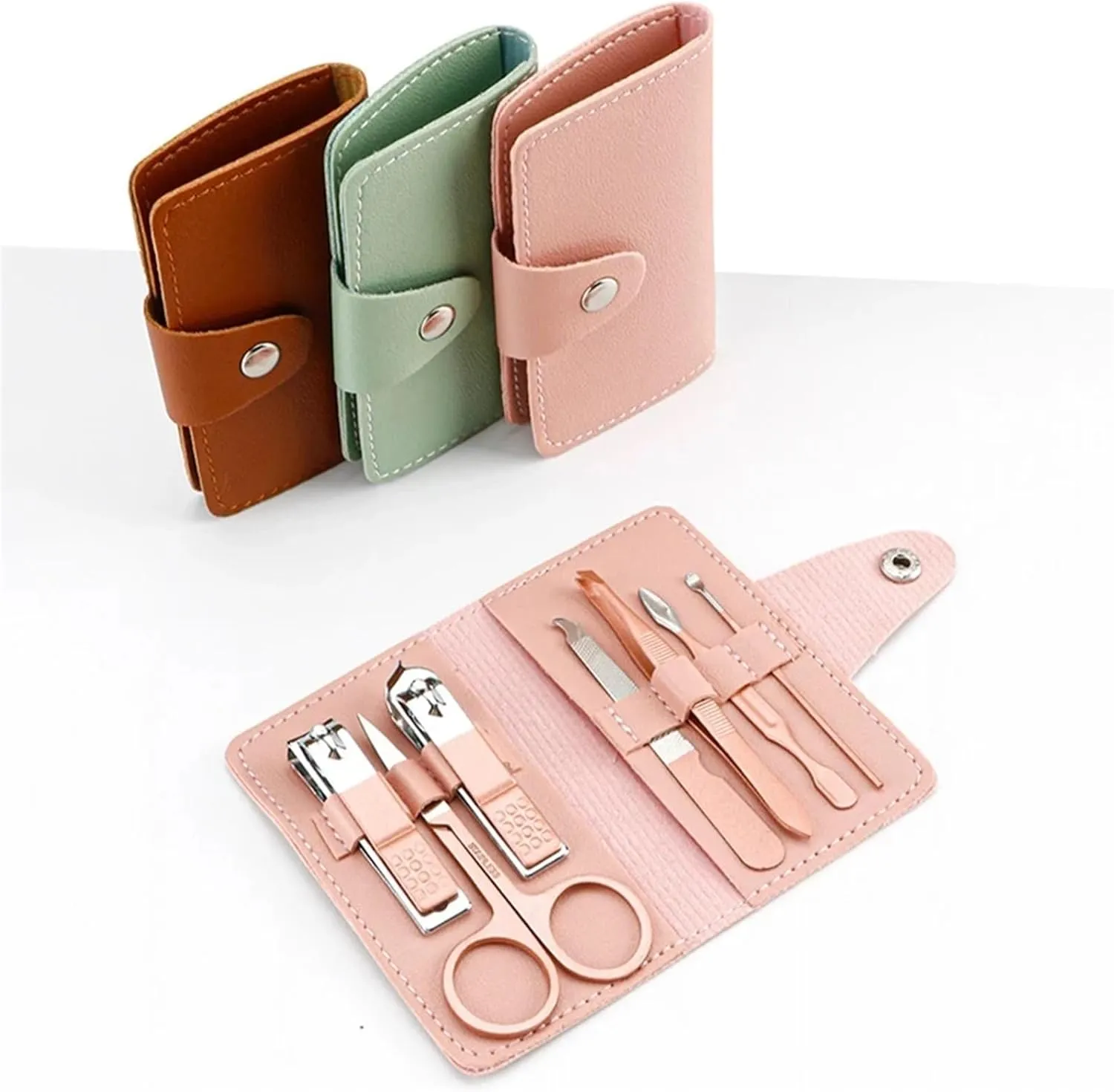 Manicure Set, 7-Piece Nail Clipper Set Complete Set of Household Nail Clippers Manicure and Beauty Tools Portable Nail Clipper Set,Nail Care Tools(Pink)