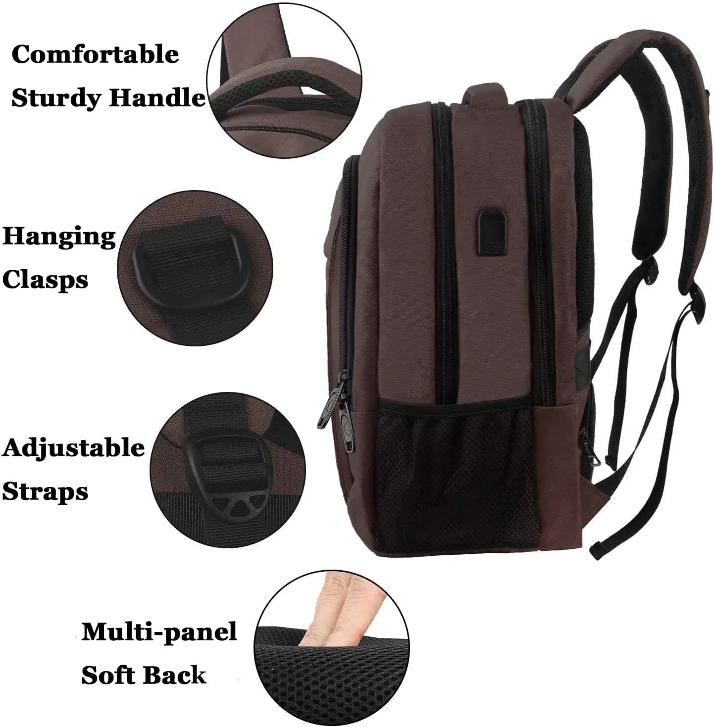MATEIN 15-inch Laptop Backpack, School Backpack with USB for Men Women and College Student, Sturdy Laptop Bag for Laptop Accessories Water Resistant Travel Backpack Functional Birthday Gifts