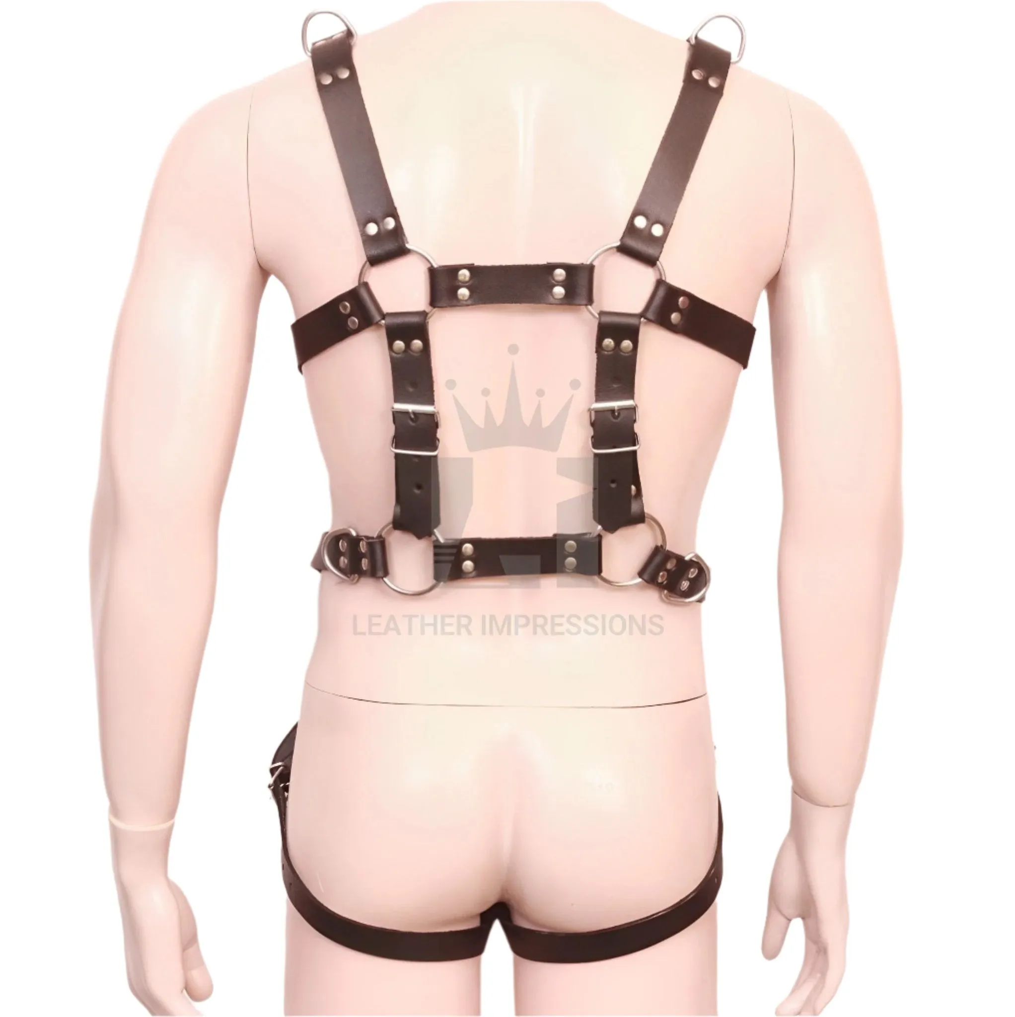 Men Leather Full Body Harness with Cock Ring