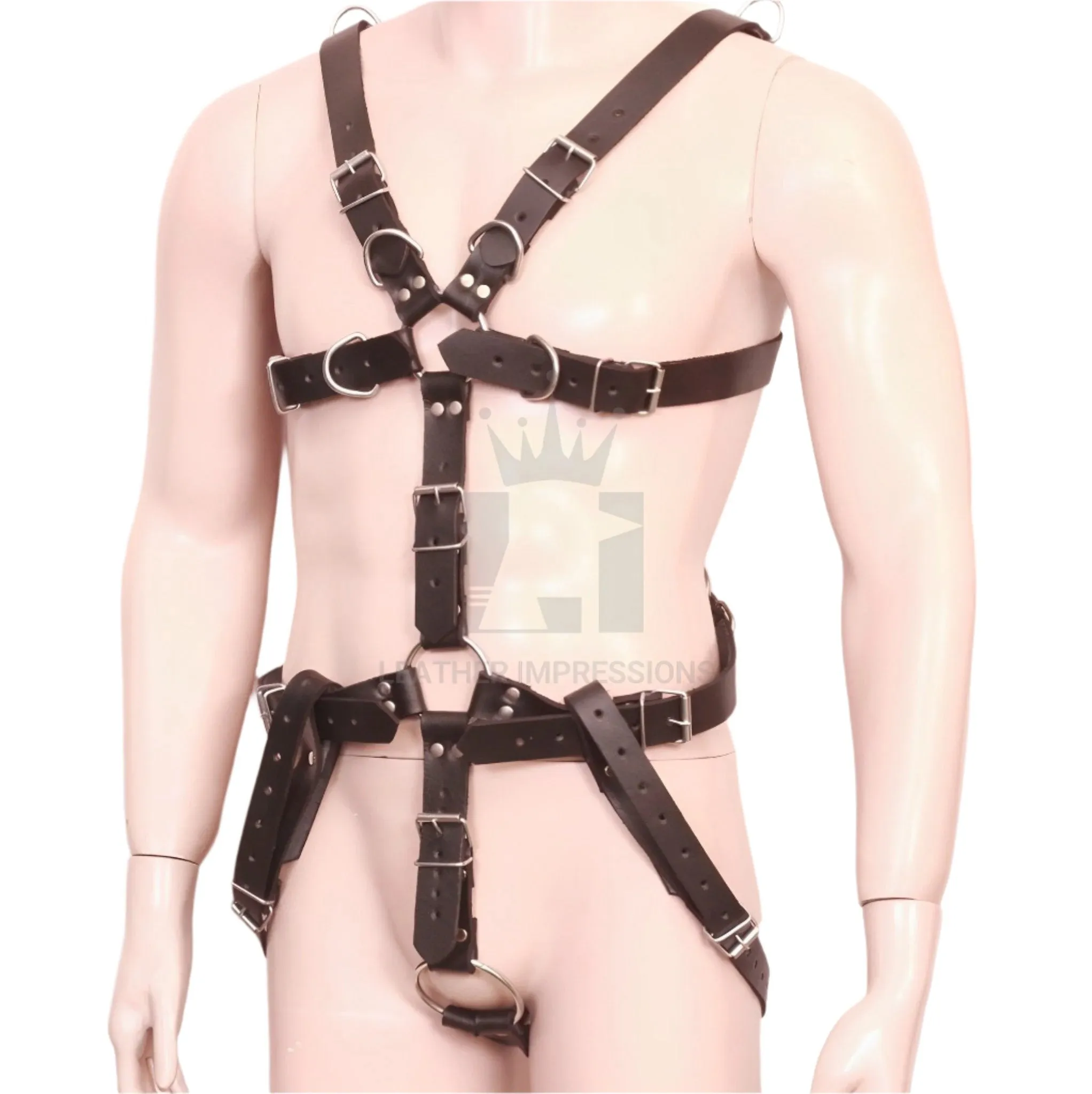 Men Leather Full Body Harness with Cock Ring