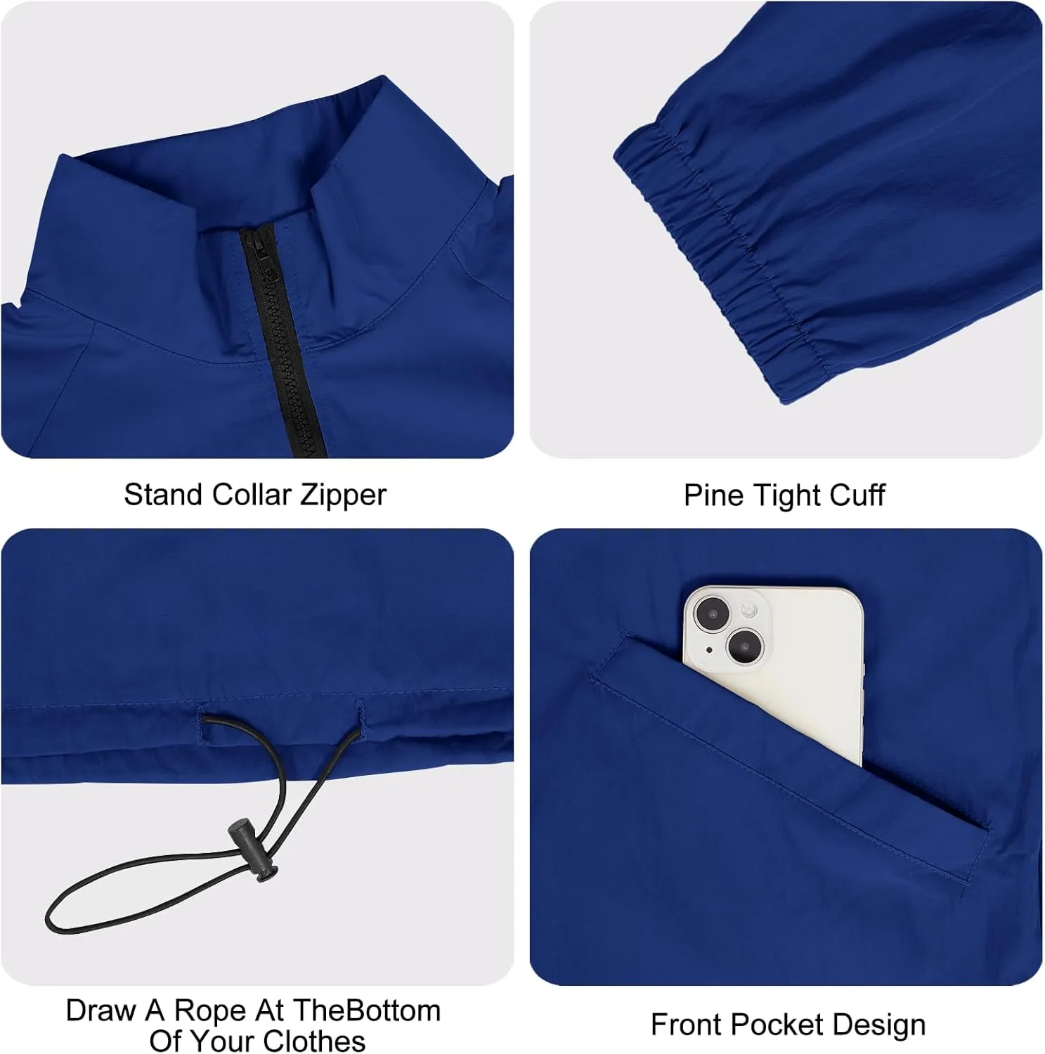 Men's Golf Quarter Zip Pullover with Zipper Pockets Track Jackets Lightweight Windbreaker Hiking Sweatshirt