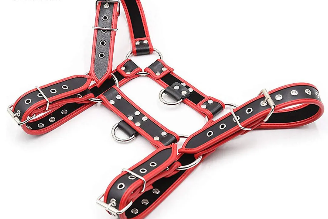 Men’s Leather Lingerie Chest Harness – Adjustable PU Straps with O-Rings