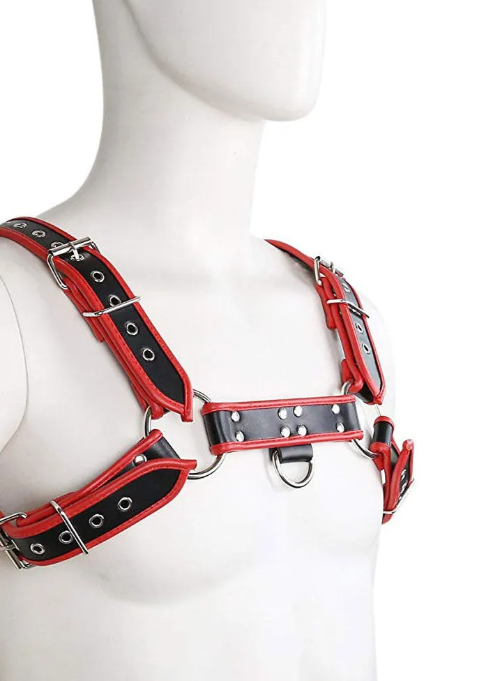 Men’s Leather Lingerie Chest Harness – Adjustable PU Straps with O-Rings