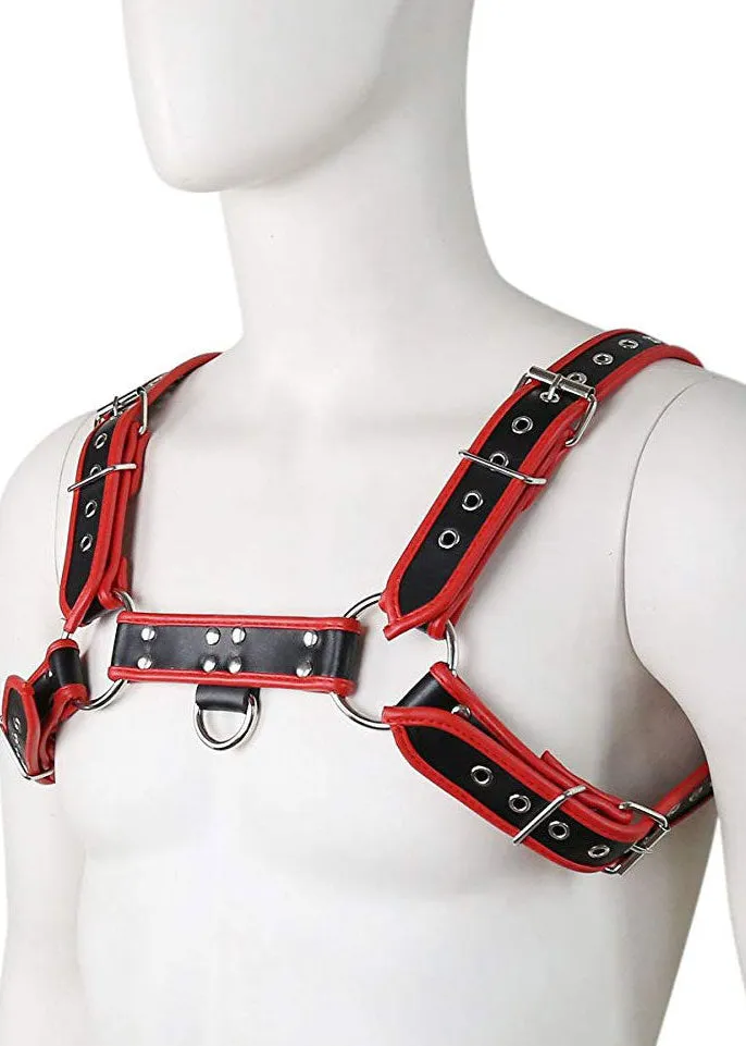 Men’s Leather Lingerie Chest Harness – Adjustable PU Straps with O-Rings