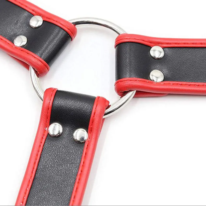 Men’s Leather Lingerie Chest Harness – Adjustable PU Straps with O-Rings