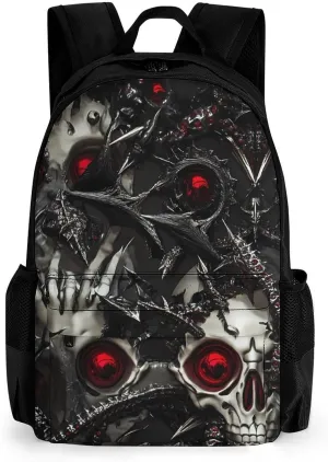 Metal Skull Death Thorns Small Backpack Travel Bag Cute Back Packs Fashion Graphic Print Daypack
