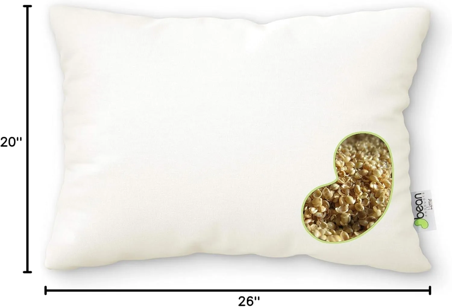 Millet Standard Bed Pillow - Organic Cotton, Vegan, Premium Quality - Made in USA - 20" x 26" - Neck Bed Body Floor Cushion Insert Couch Throw Bolster - Organic Eco Friendly Fabric and Fill