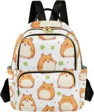 Mini Backpack Purse for Women, Animal Mouse Clover Pattern Travel Bag Casual Daypack Shoulder Bag