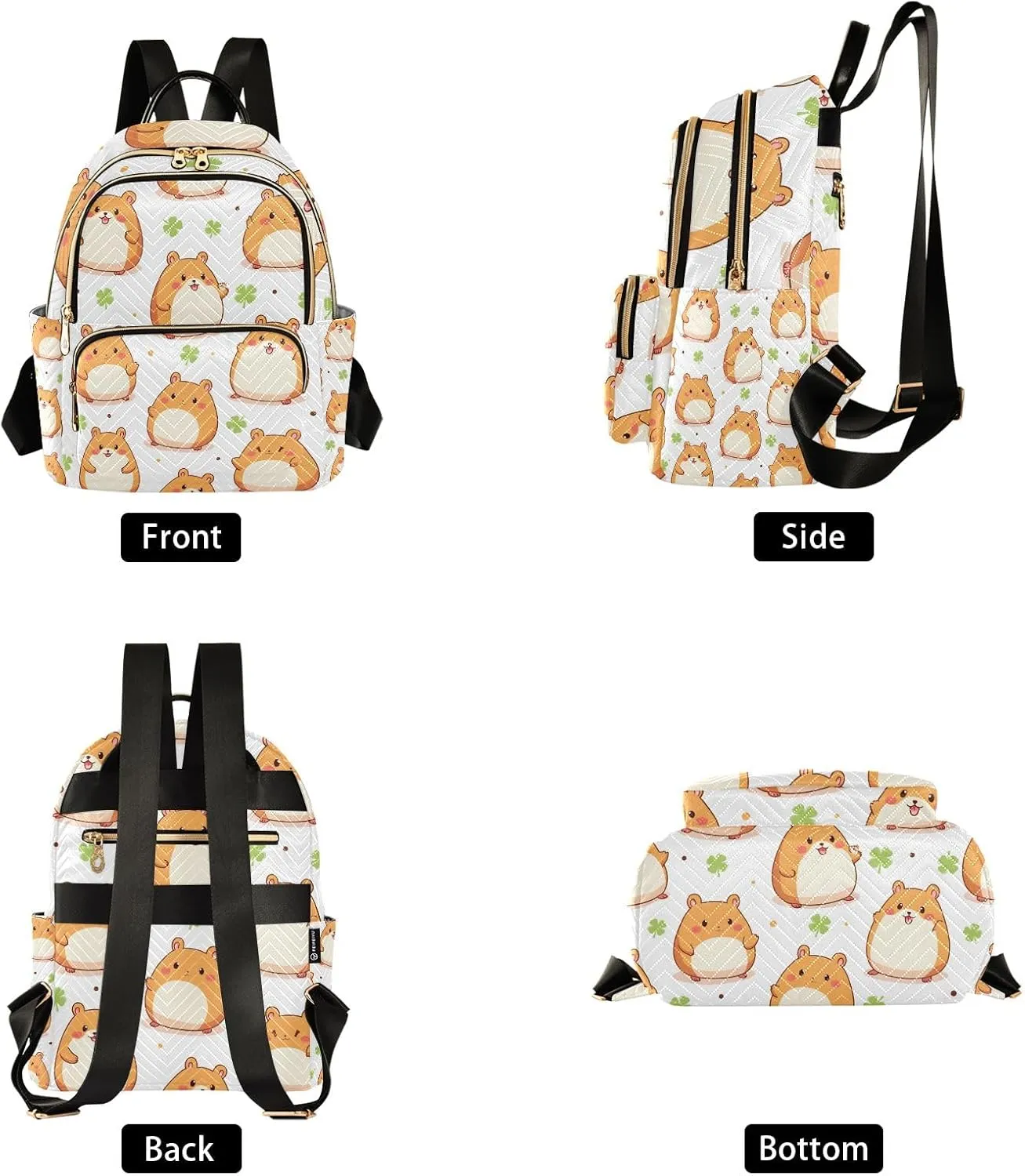 Mini Backpack Purse for Women, Animal Mouse Clover Pattern Travel Bag Casual Daypack Shoulder Bag