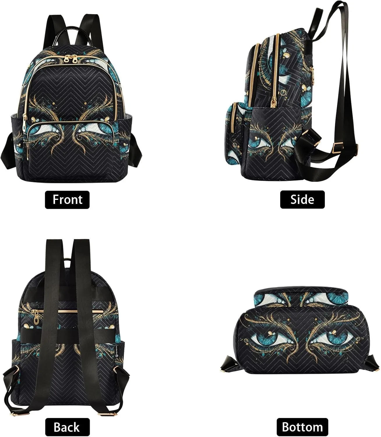 Mini Backpack Purse for Women, Mysterious Eyes Travel Bag Casual Daypack Shoulder Bag