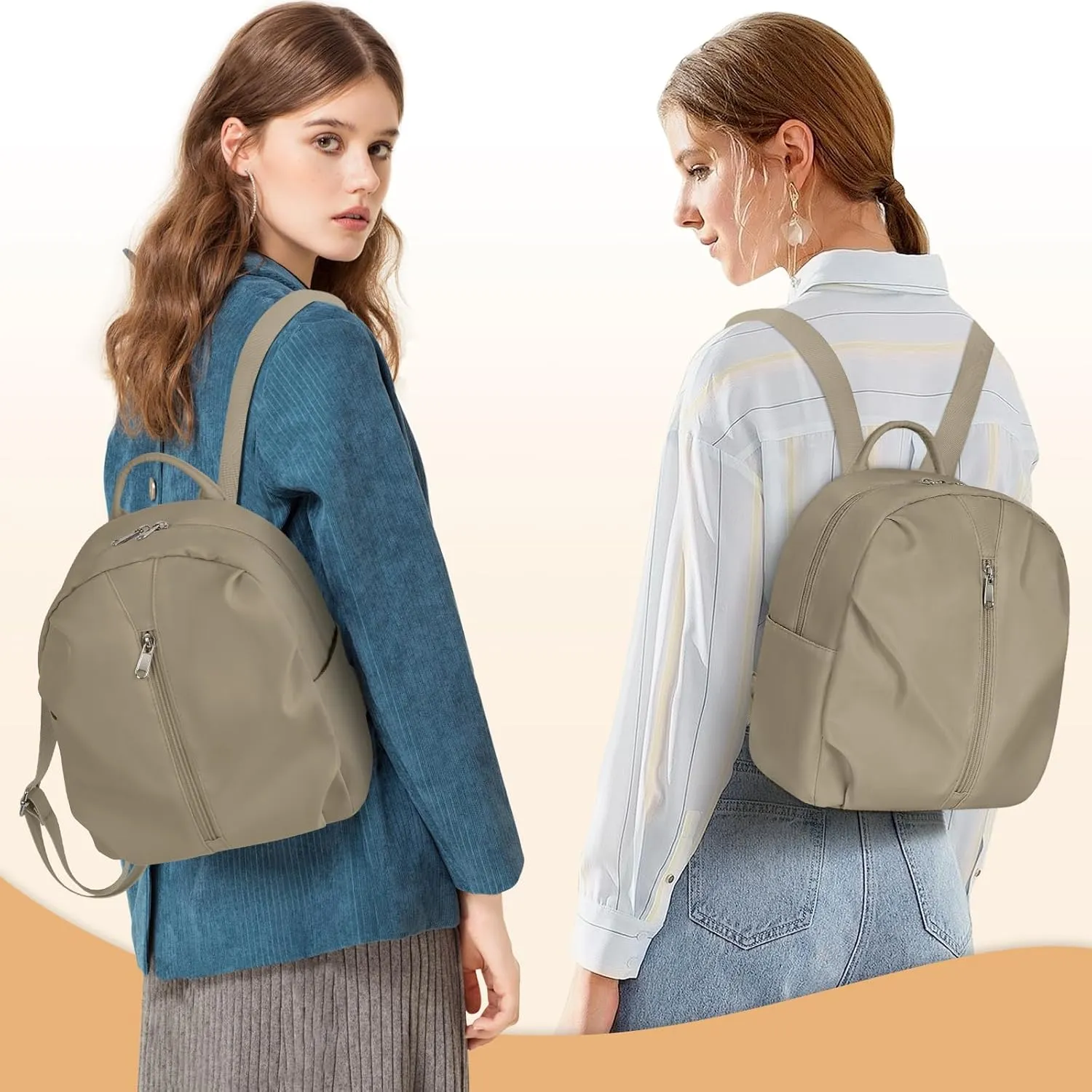 Mini Backpack Purse Small Cute Women Bag Lightweight Daypack for Travel (Khaki)