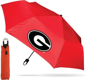 Mini Compact Storm Umbrella - NCAA Logo 42” Coverage, Folds to 11 Inches- Swivel Clip on Handle - Water, Wind & Rust Resistant, and Flexible Frame