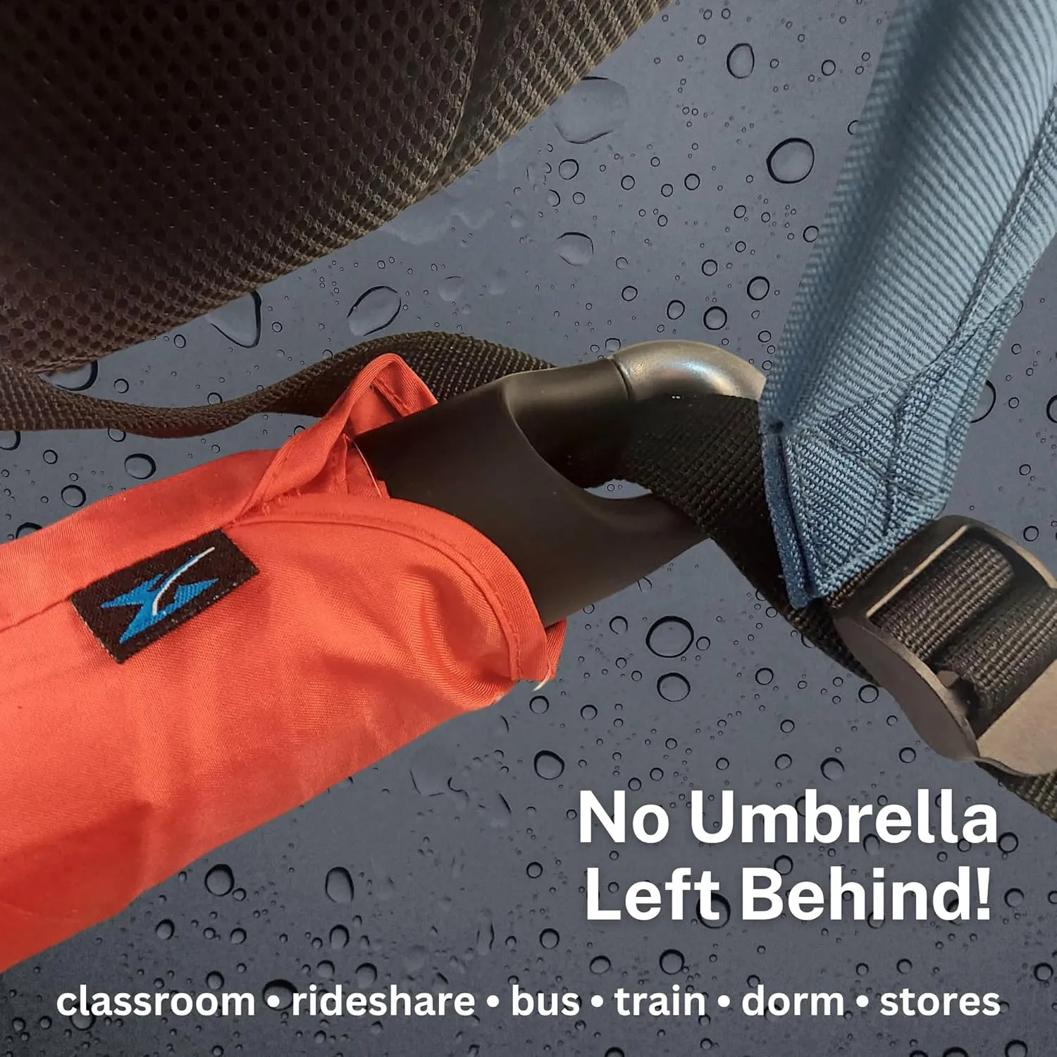 Mini Compact Storm Umbrella - NCAA Logo 42” Coverage, Folds to 11 Inches- Swivel Clip on Handle - Water, Wind & Rust Resistant, and Flexible Frame