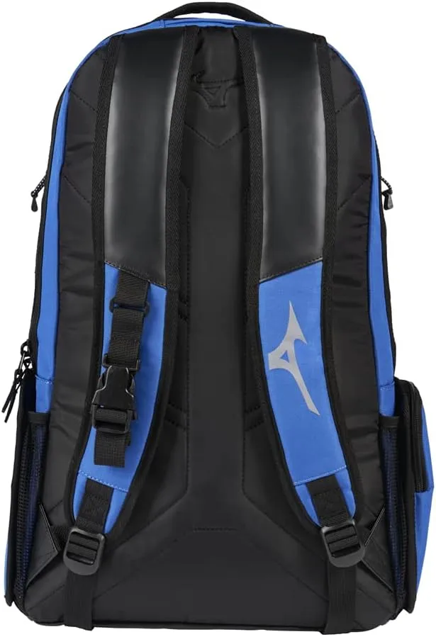 Mizuno MVP Backpack 22 | Baseball and Softball Bag | 4 Bat Sleeves | Felted Valuables Sleeve | Padded Back | Ventilated Footwear Storage | Molle Attachment Straps