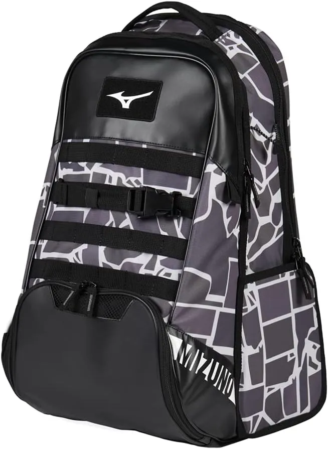 Mizuno MVP Backpack 22 | Baseball and Softball Bag | 4 Bat Sleeves | Felted Valuables Sleeve | Padded Back | Ventilated Footwear Storage | Molle Attachment Straps
