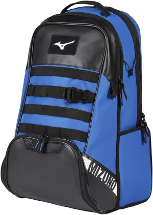 Mizuno MVP Backpack 22 | Baseball and Softball Bag | 4 Bat Sleeves | Felted Valuables Sleeve | Padded Back | Ventilated Footwear Storage | Molle Attachment Straps