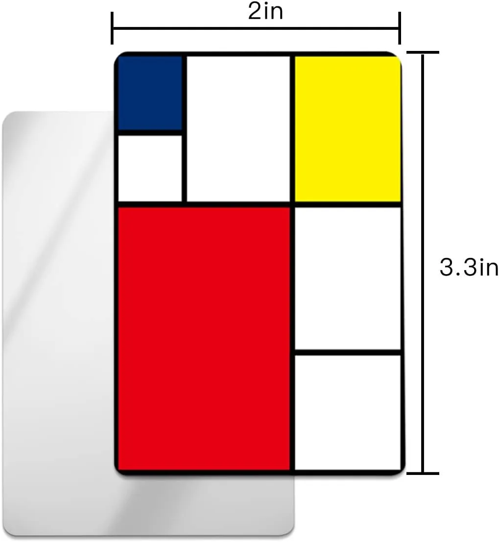 Modern Art Square Block Small Compact Mirror for Purse, Modern Art Square Block Travel Makeup Mirror for Women Men, Rectangular Handheld Compact Pocket Mirror 2 PCS