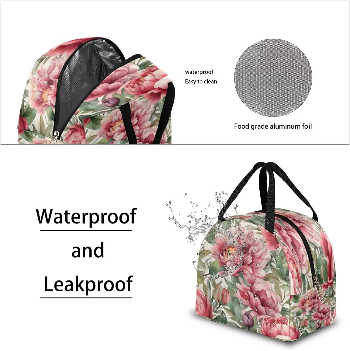 Modern Romance Lunch Tote Bag Reusable Insulated Bags Waterproof Adult Portable Meal Cooler Pack for Women Men Picnic Office Work Travel