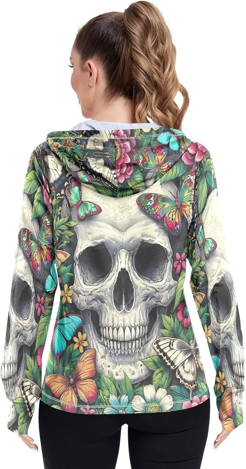 Moon Sleeping Sloth Sun Hoodie Women, Upf 50  Zip Workout Jacket, Cooling Shirt Women