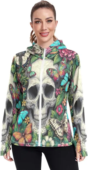 Moon Sleeping Sloth Sun Hoodie Women, Upf 50  Zip Workout Jacket, Cooling Shirt Women