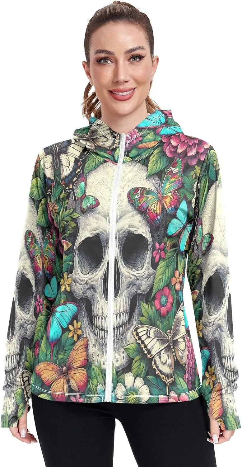 Moon Sleeping Sloth Sun Hoodie Women, Upf 50  Zip Workout Jacket, Cooling Shirt Women
