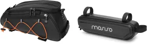 MOSISO Bike Frame Bag, Waterproof Hard Shell EVA Bike Triangle Frame Bag&Bike Rack Bag with 2 Removable Bike Panniers, Waterproof Bike Trunk Cooler Storage Bag Insulated Bicycle Rear Seat Bag, Black