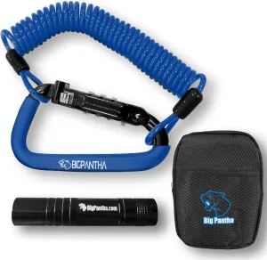 Motorcycle Helmet Lock & Security Cable - Blue Carabiner Combination Lock Secures Your Helmet, Jacket, Gloves, or Bag - Helmet Lock with Free Carry Pouch & a Small Flashlight