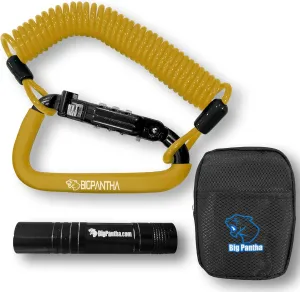 Motorcycle Helmet Lock & Security Cable - Yellow Carabiner Combination Lock Secures Your Helmet, Jacket, Gloves, or Bag - Helmet Lock with Free Carry Pouch & a Small Flashlight