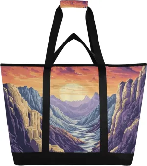 Mountain Sun Reusable Insulated Lunchbox Cooler Bag, Leakproof Kitchen Grocery Bag Collapsible Portable Cooler Tote Bag for Picnic, Camping, Office, Travel