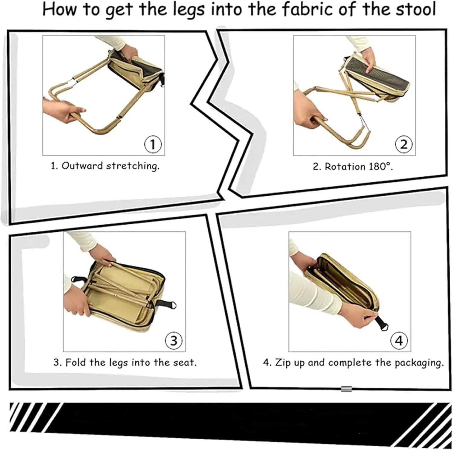 Mountaineering and Hiking Portable Stool, Supports up to 265 Lbs, Foldable Stools with Carrying Bag, Ultralight Camping Stools for Hiking and Fishing Supports (Khaki, L)