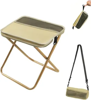 Mountaineering and Hiking Portable Stool, Supports up to 265 Lbs, Foldable Stools with Carrying Bag, Ultralight Camping Stools for Hiking and Fishing Supports (Khaki, L)