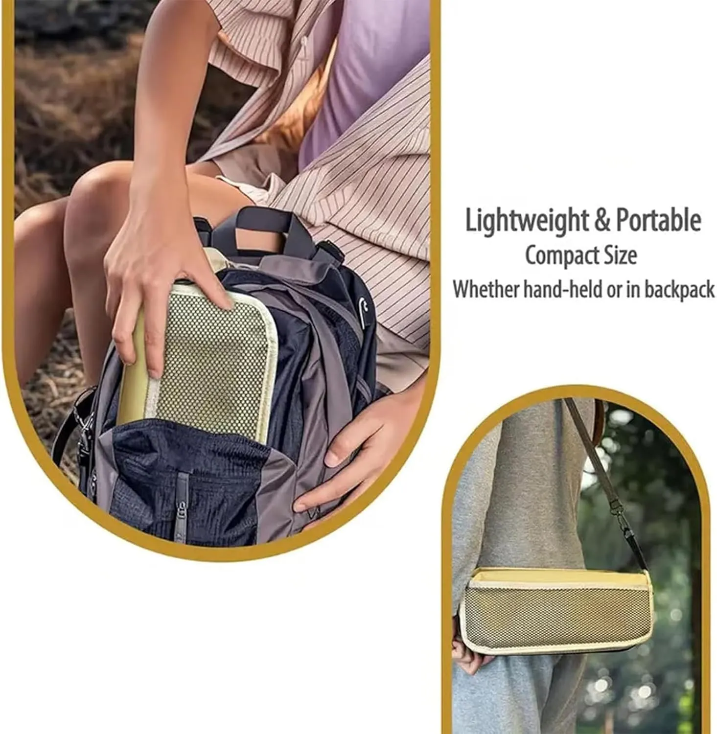 Mountaineering and Hiking Portable Stool, Supports up to 265 Lbs, Foldable Stools with Carrying Bag, Ultralight Camping Stools for Hiking and Fishing Supports (Khaki, L)