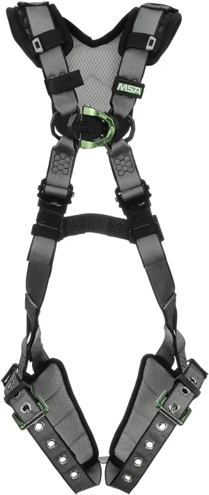 MSA 10194893 V-FIT Full Body Safety Harness - Size: Standard (Medium), D-Ring Configuration: Front/Back/Chest, Tongue Buckle Leg Straps, With Shoulder Padding, Full Body Harness
