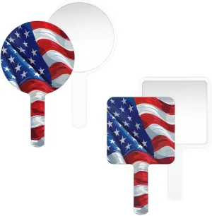 Multi Purpose Hand Mirror American Flag Stripes with Distortion Free Reflection, 6.7 x 3.95 in, Small Cute Square Hand Mirror USA Patriotic Art